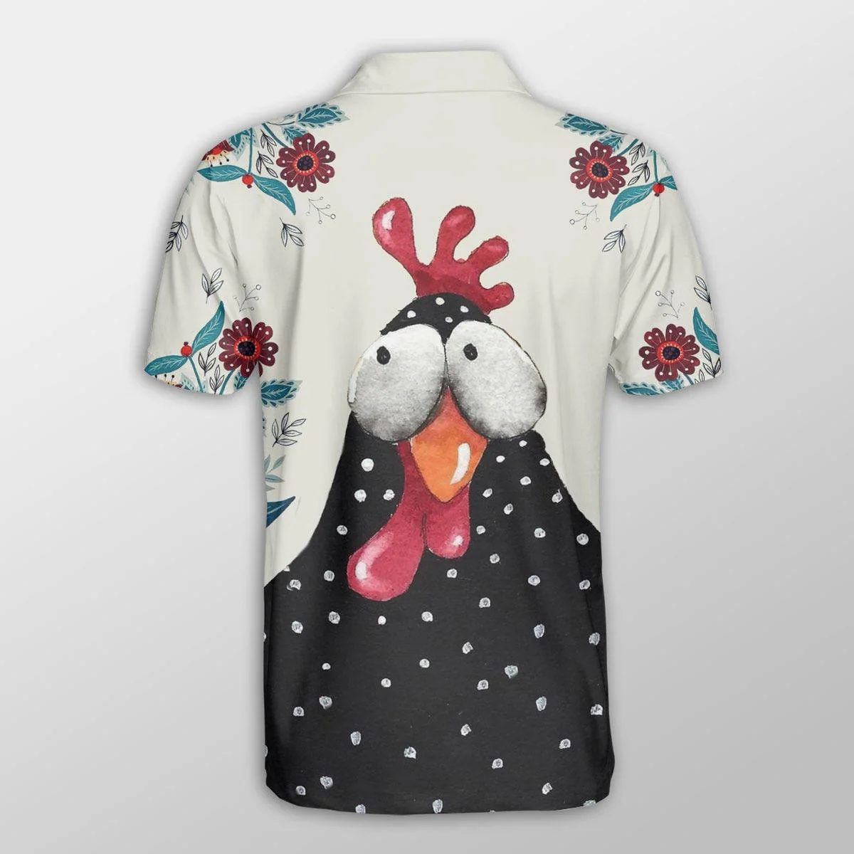 Chicken Men Polo Shirts For Summer - Cute Chicken Flower Pattern Button Shirts For Men - Perfect Gift For Chicken Lovers, Animal Lovers - Image 3