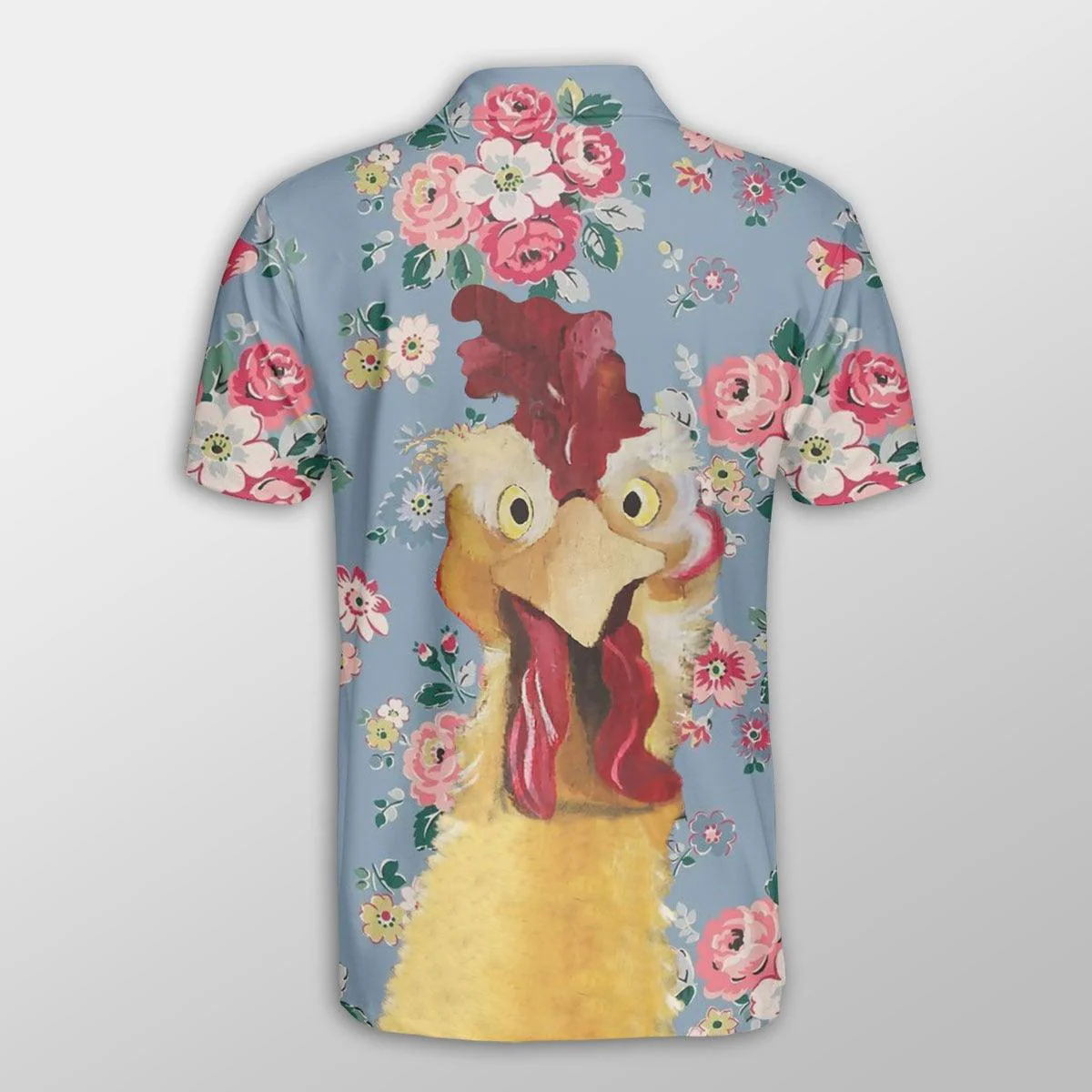 Chicken Men Polo Shirts For Summer - Rooster Floral Pattern Button Shirts For Men - Perfect Gift For Chicken Lovers, Animal Lovers - Image 3