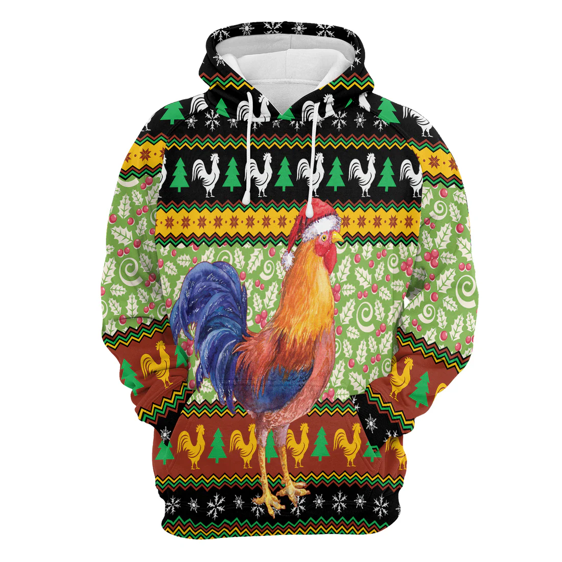 Chicken Premium Christmas Hoodie, Chicken Cluck-ry Christmas Unisex Hoodie For Men & Women - Perfect Gift For Christmas, Family - Image 4