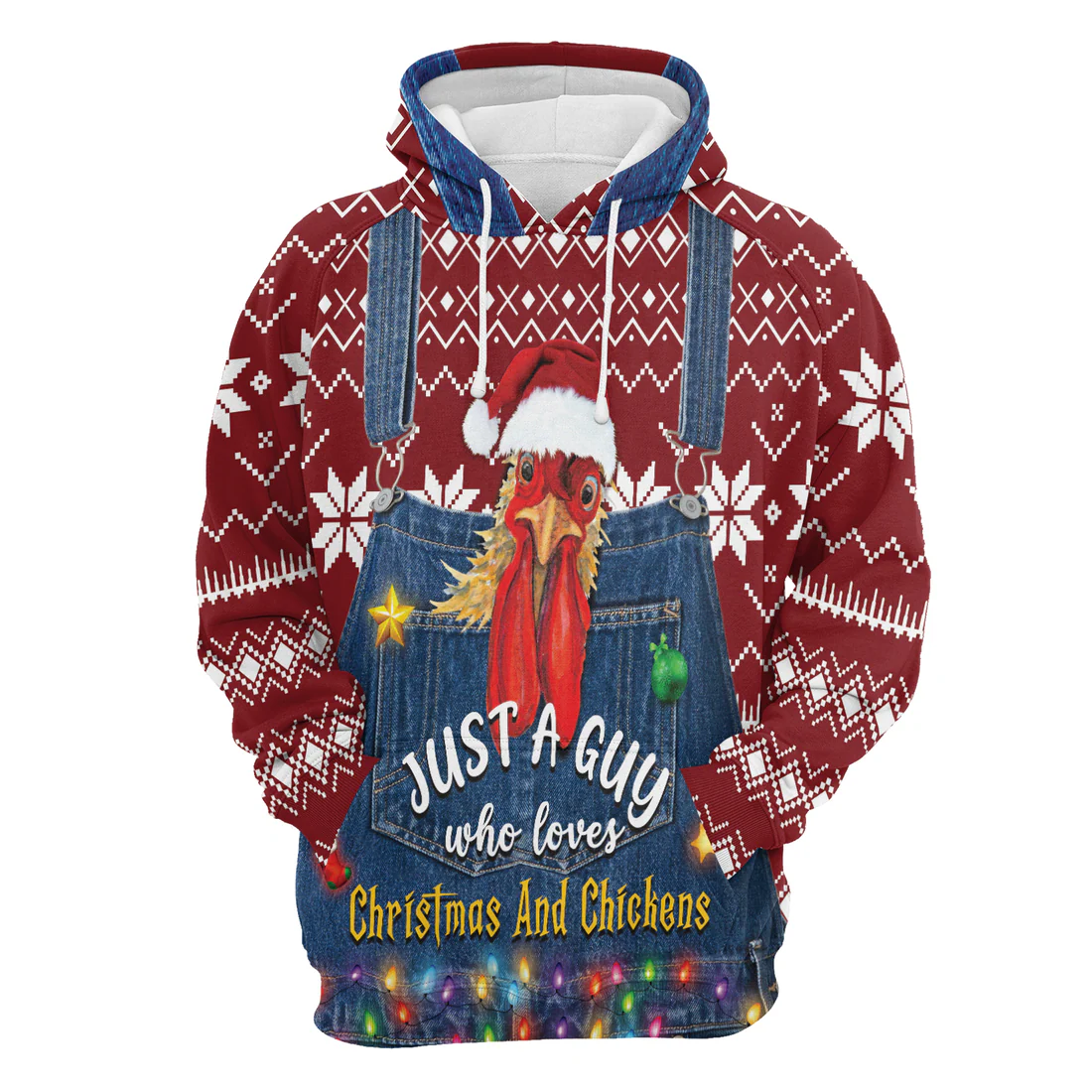 Chicken Premium Christmas Hoodie, Just A Guy Who Loves Christmas And Chickens Unisex Hoodie For Men & Women - Perfect Gift For Christmas, Family - Image 4