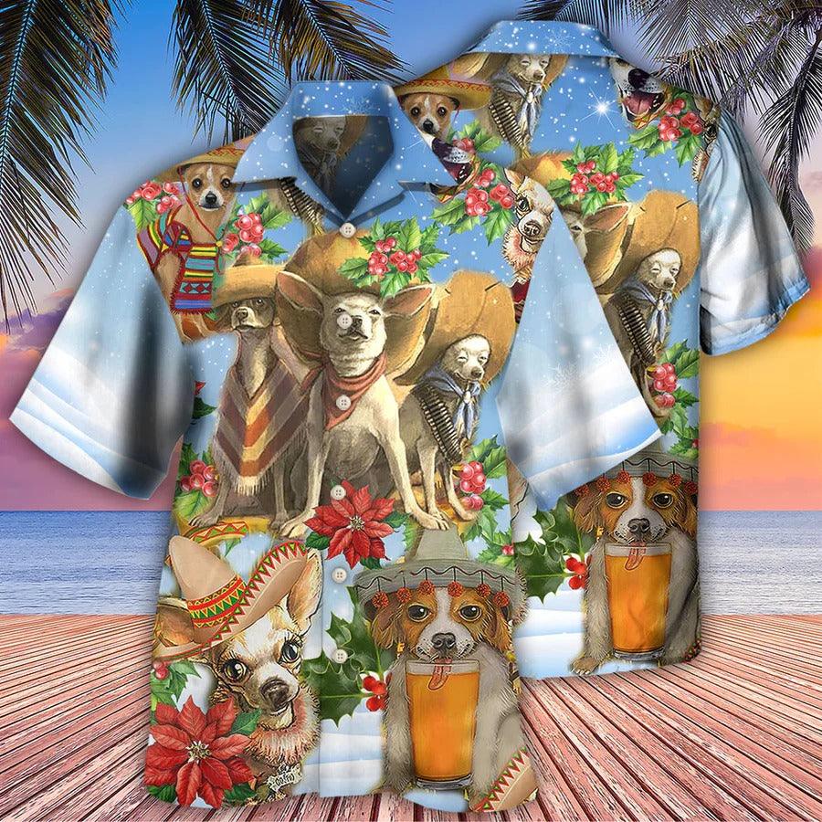 Chihuahua Aloha Hawaii Shirt - Chihuahua Loves Snow Merry Christmas Hawaiian Shirt For Summer - Perfect Gift For Dog Lovers, Friend, Family - Image 2