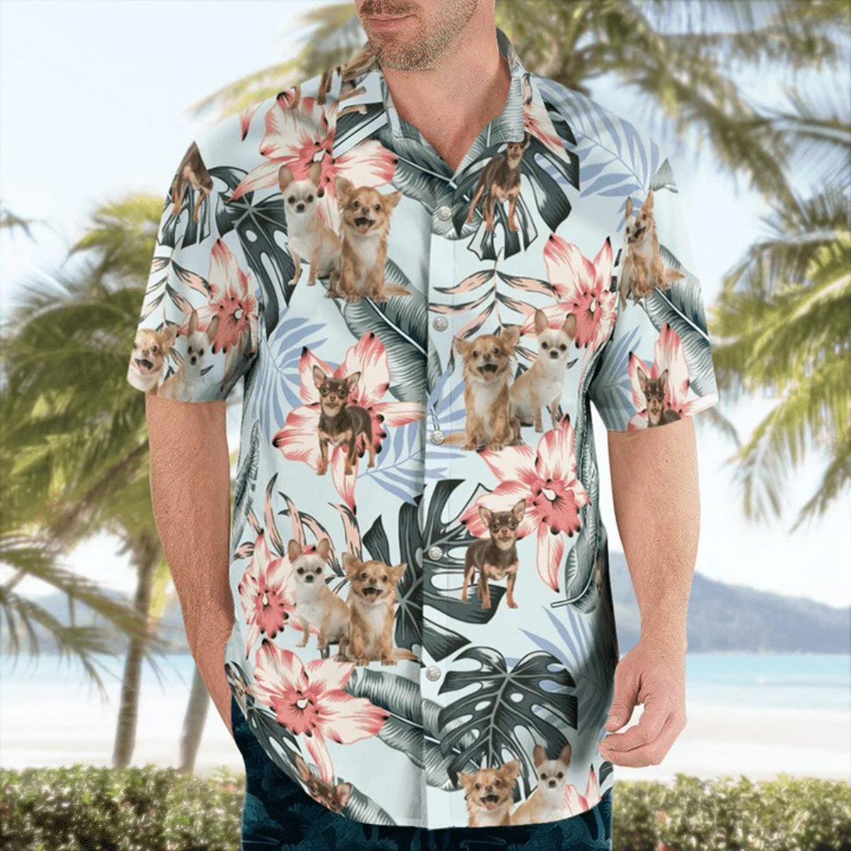 Chihuahua Aloha Hawaiian Shirt, Chihuahua Tropical Pattern Hawaiian Shirt, Aloha Shirt For Summer - Perfect Gift For Men, Women, Dog Lover, Friend - Image 4