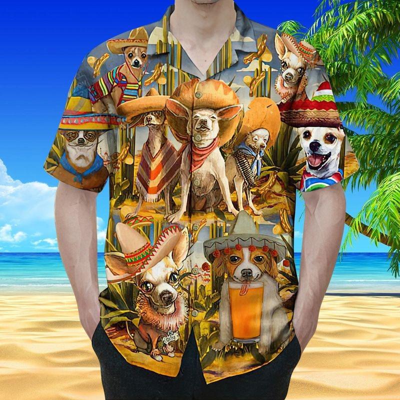 Chihuahua Aloha Hawaiian Shirt - Funny Chihuahua Pattern Hawaiian Shirt, Lovely Chihuahua Hawaii And Hat Hawaiian Shirt For Men & Women, Dog Lover