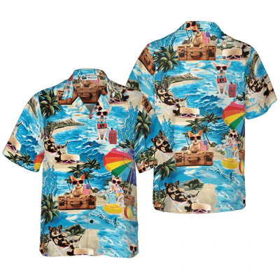 Chihuahua Hawaiian Shirt, Funny Chihuahua, Blue Beach Aloha Shirt For Men - Perfect Gift For Chihuahua Lovers, Husband, Boyfriend, Friend, Family