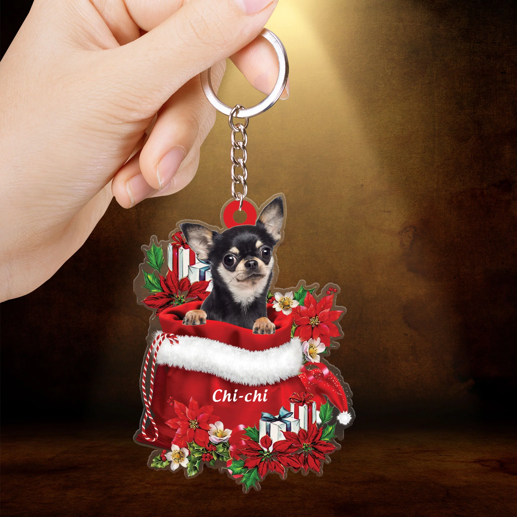 Chihuahua In Gift Flowers Bag Christmas Car Ornament - Christmas Gift For Chihuahua Lovers, Dog Lovers - Image 3