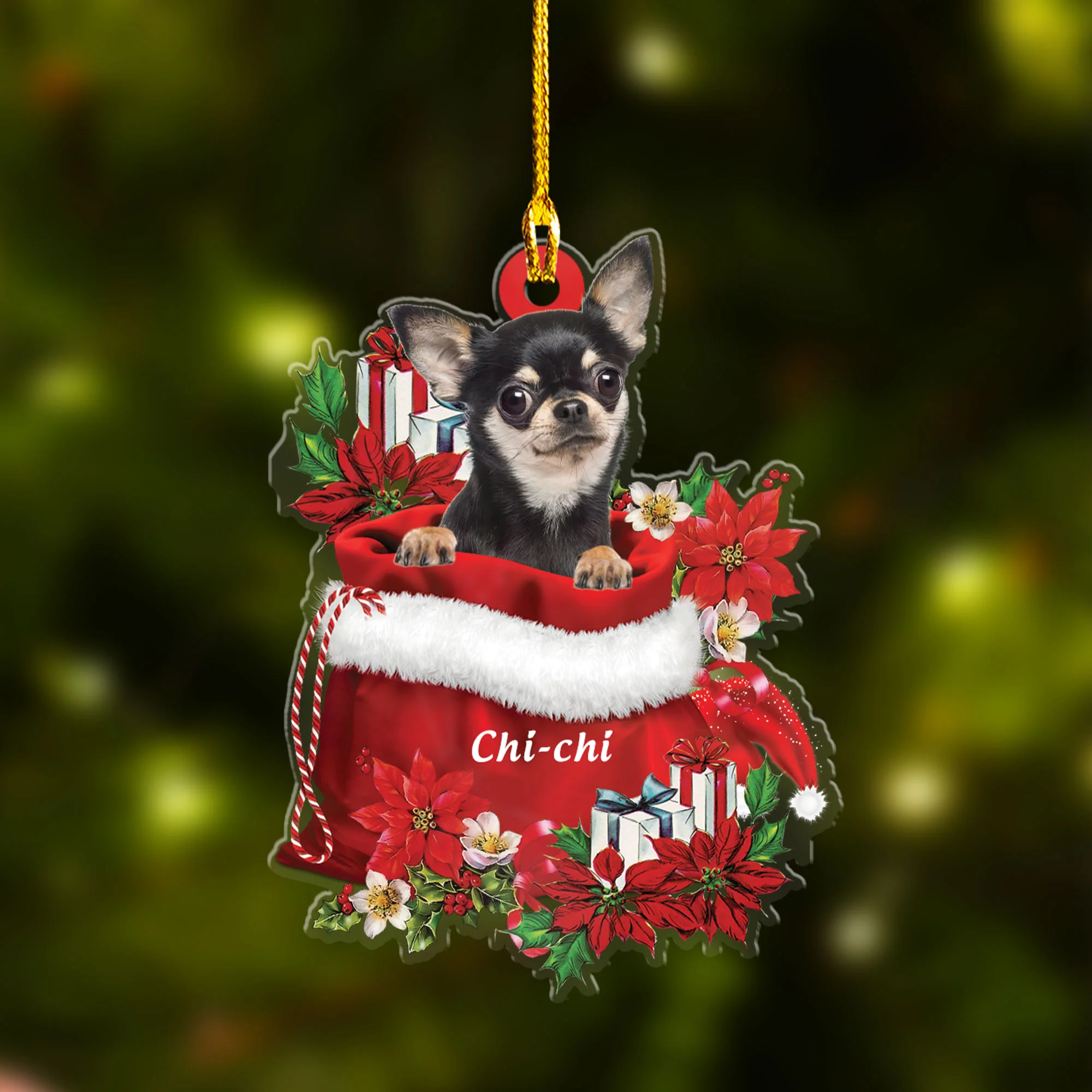 Chihuahua In Gift Flowers Bag Christmas Car Ornament - Christmas Gift For Chihuahua Lovers, Dog Lovers - Image 5