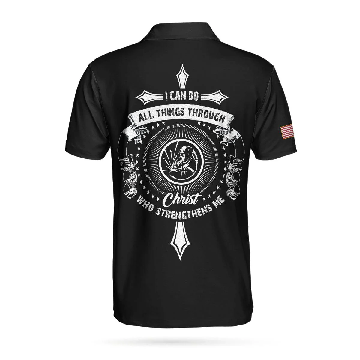 Christ Men Polo Shirt - Boilermaker I Can Do All Things Custom Christ Polo Shirt, Personalized Black And White Boilermaker Shirt For Men - Image 3