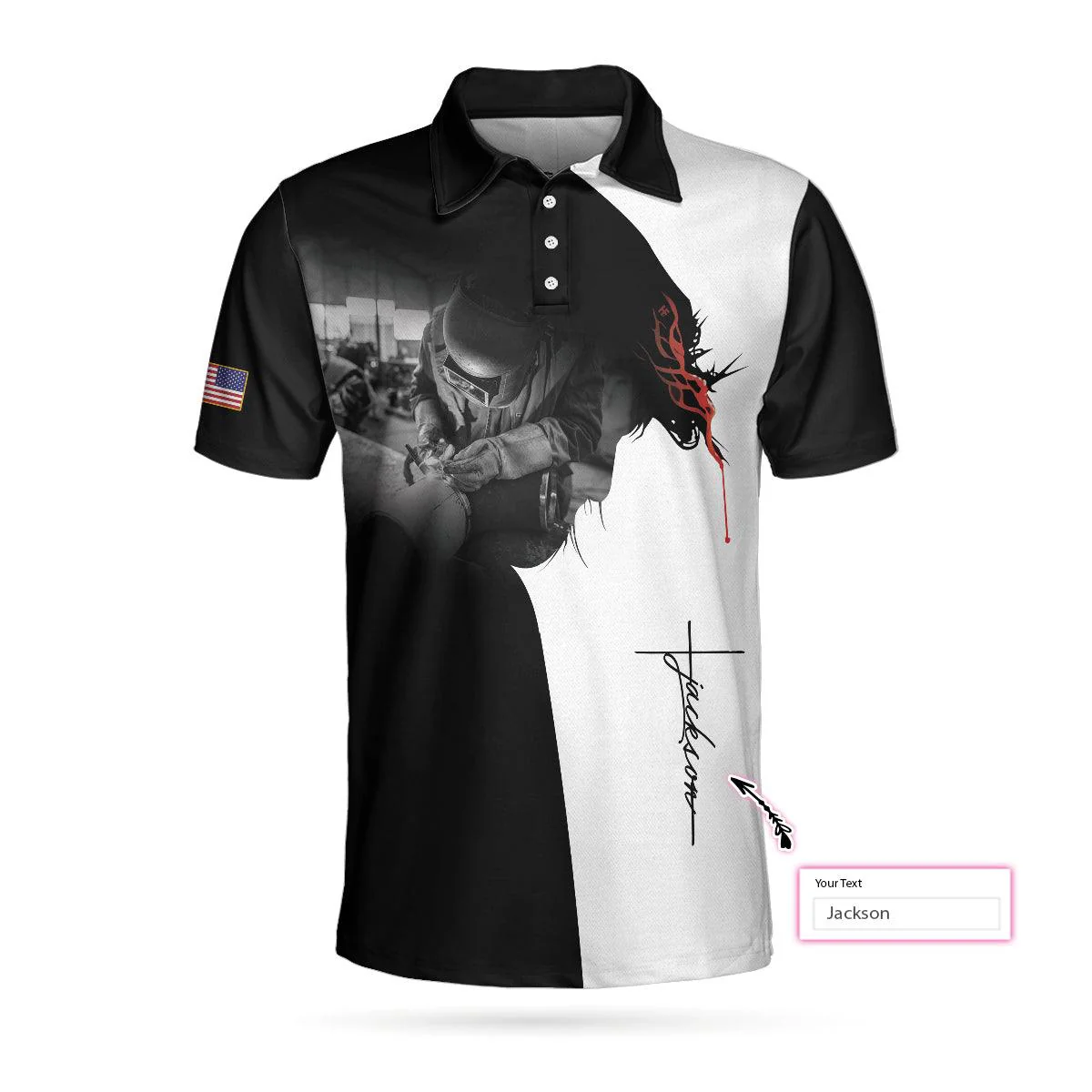 Christ Men Polo Shirt - Boilermaker I Can Do All Things Custom Christ Polo Shirt, Personalized Black And White Boilermaker Shirt For Men - Image 4