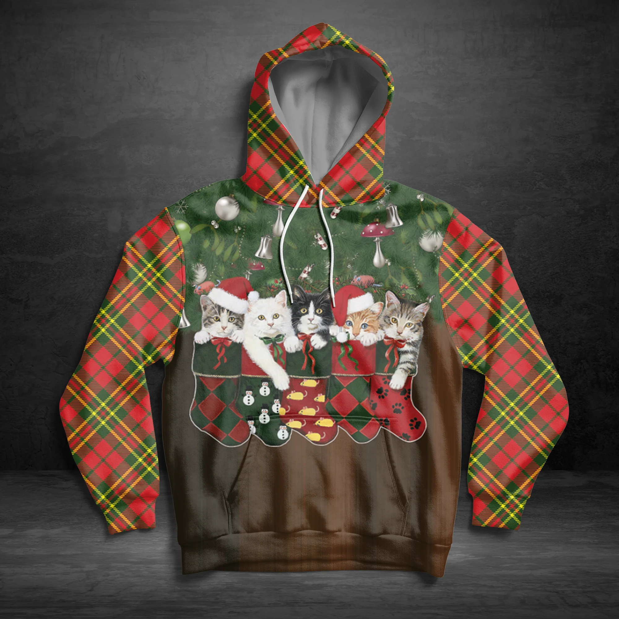 Christmas Cat Group Socks Pullover Premium Hoodie, Perfect Outfit For Men And Women On Christmas New Year Autumn Winter - Image 2