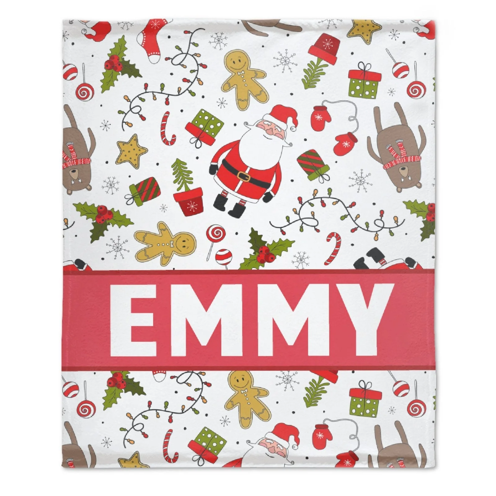 Christmas Cute Icon Baby Kids Blanket With Customized Name For Baby Shower, Baby Nursery, Son, Daughter, Granddaughter, Grandson - Image 2