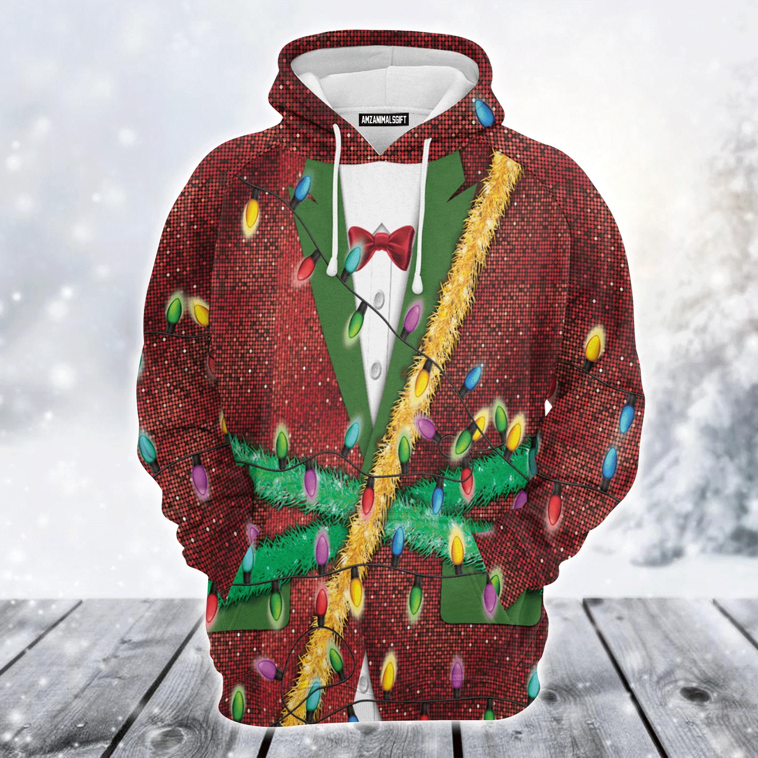 Christmas Light Premium Christmas Hoodie, Christmas Light Unisex Red Hoodie For Men & Women - Perfect Gift For Christmas, Family - Image 2