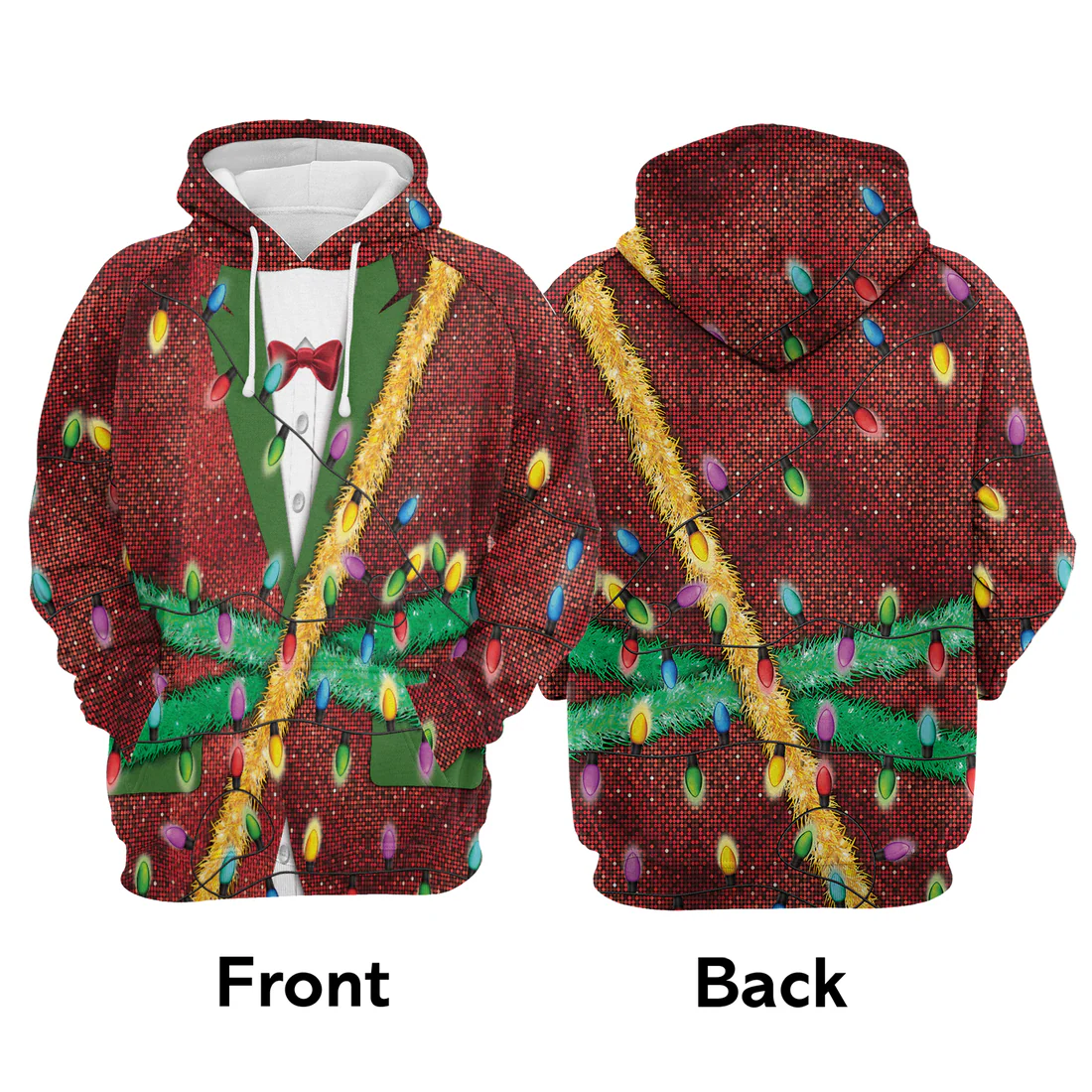 Christmas Light Premium Christmas Hoodie, Christmas Light Unisex Red Hoodie For Men & Women - Perfect Gift For Christmas, Family - Image 3