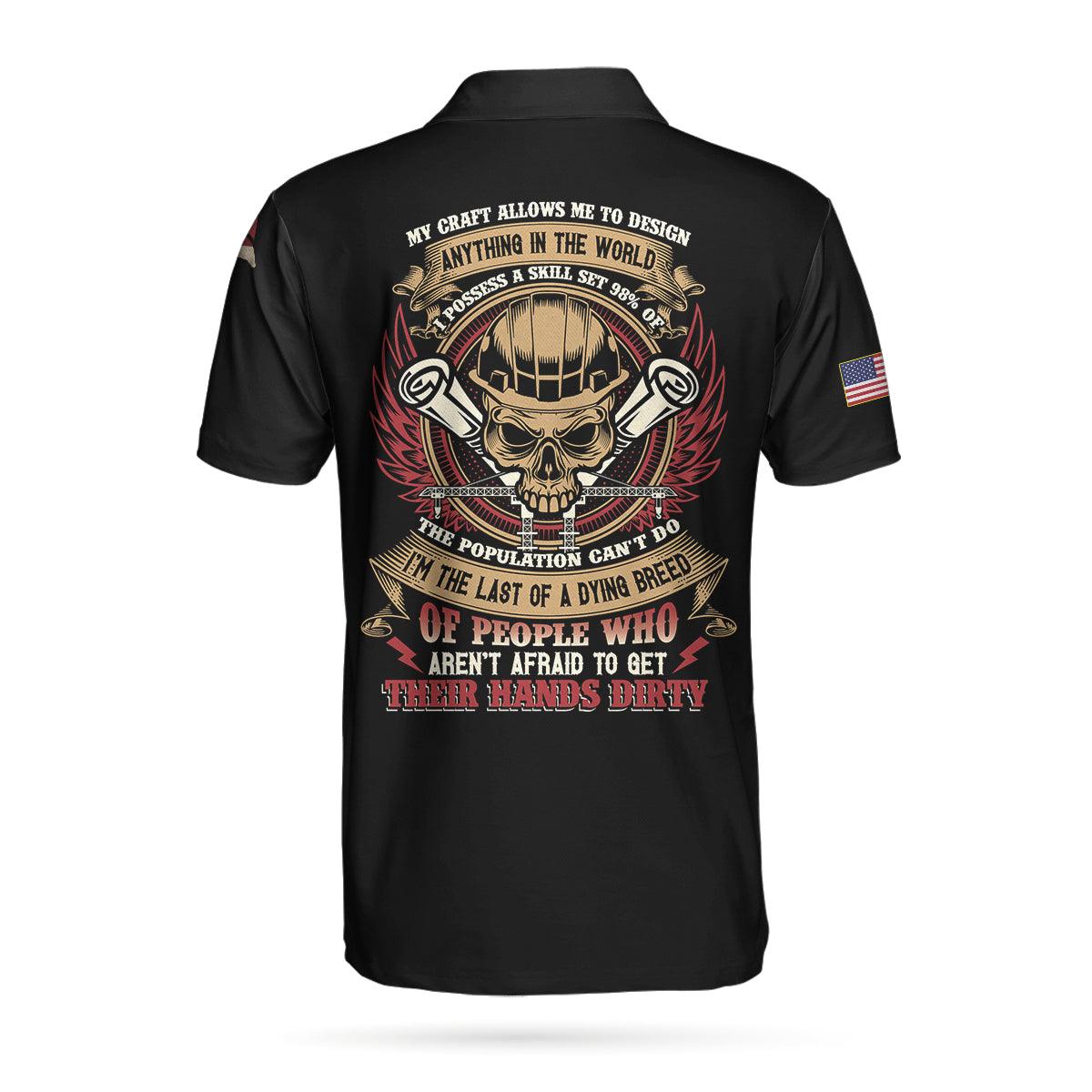 Civil Engineer My Craft Allows Me To Design Anything Skull Polo Shirt, American Flag Polo Shirt, Engineer Shirt For Men - Gift For Men - Image 2