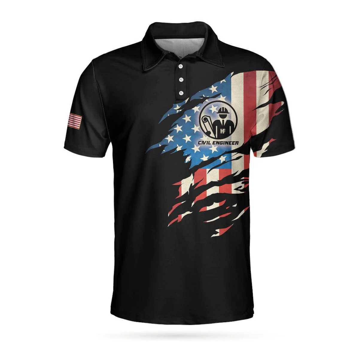 Civil Engineer My Craft Allows Me To Design Anything Skull Polo Shirt, American Flag Polo Shirt, Engineer Shirt For Men - Gift For Men - Image 3