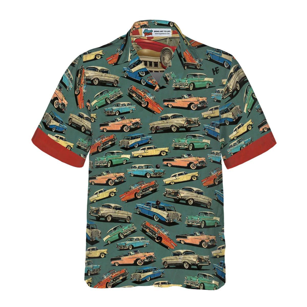 Classic Vintage Car Hawaiian Shirt - Perfect Gift For Lover, Friend, Family - Image 2