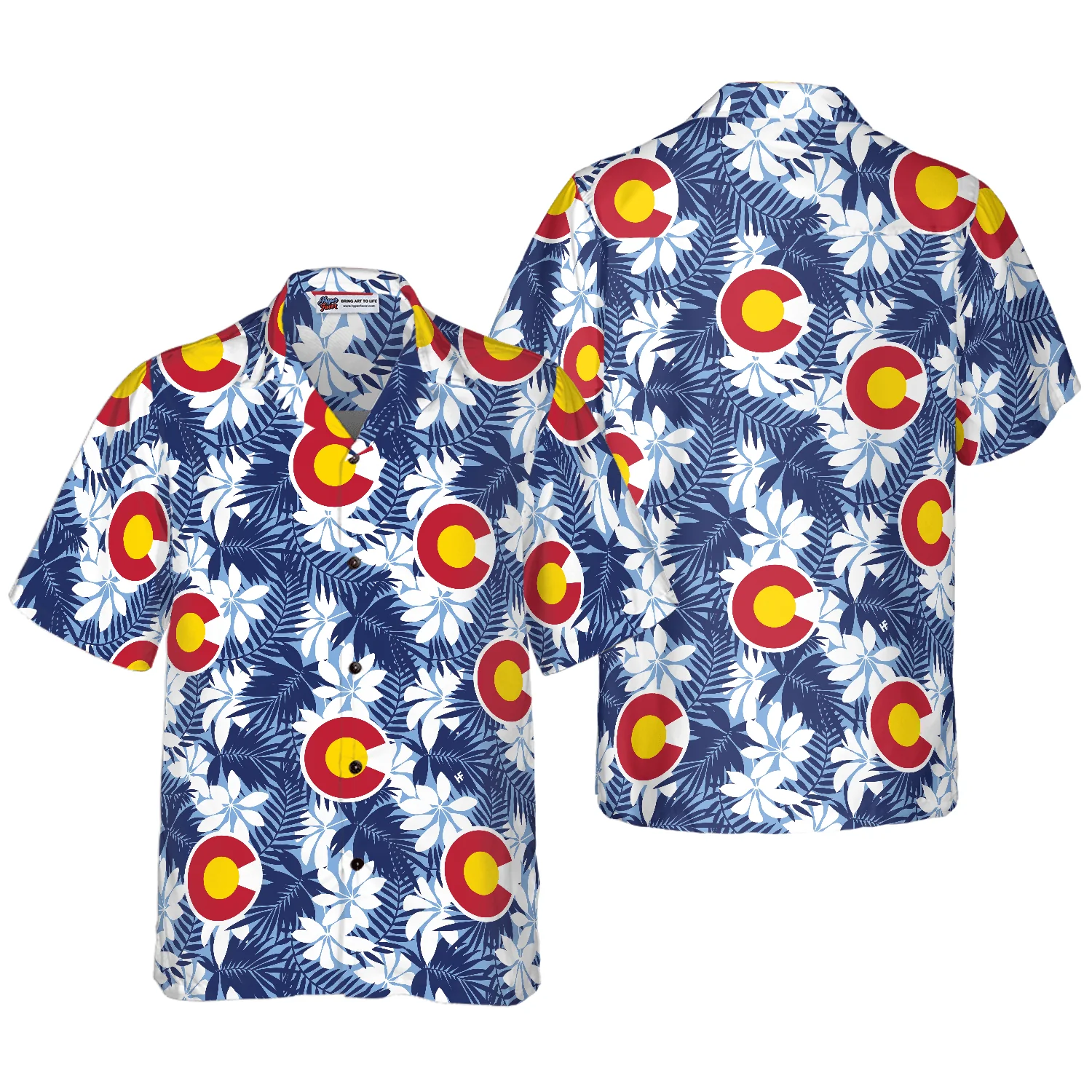 Colorado Flag Seamless Pattern USA Hawaiian Shirt, Colorful Summer Aloha Shirts For Men Women, Perfect Gift For Husband, Wife, Boyfriend, Friend