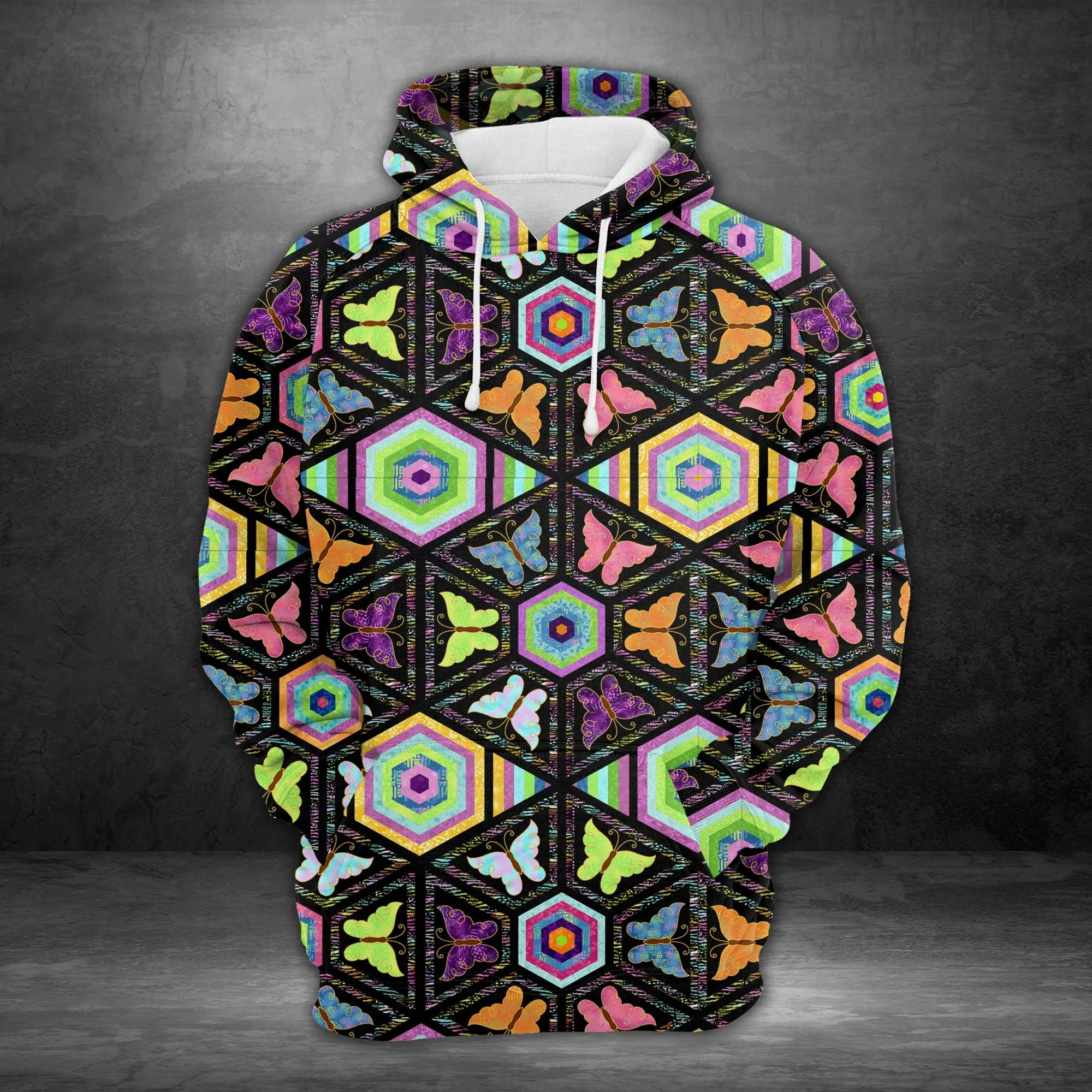 Colorful Butterfly Pullover Premium Hoodie, Perfect Outfit For Men And Women On Christmas New Year Autumn Winter - Image 2