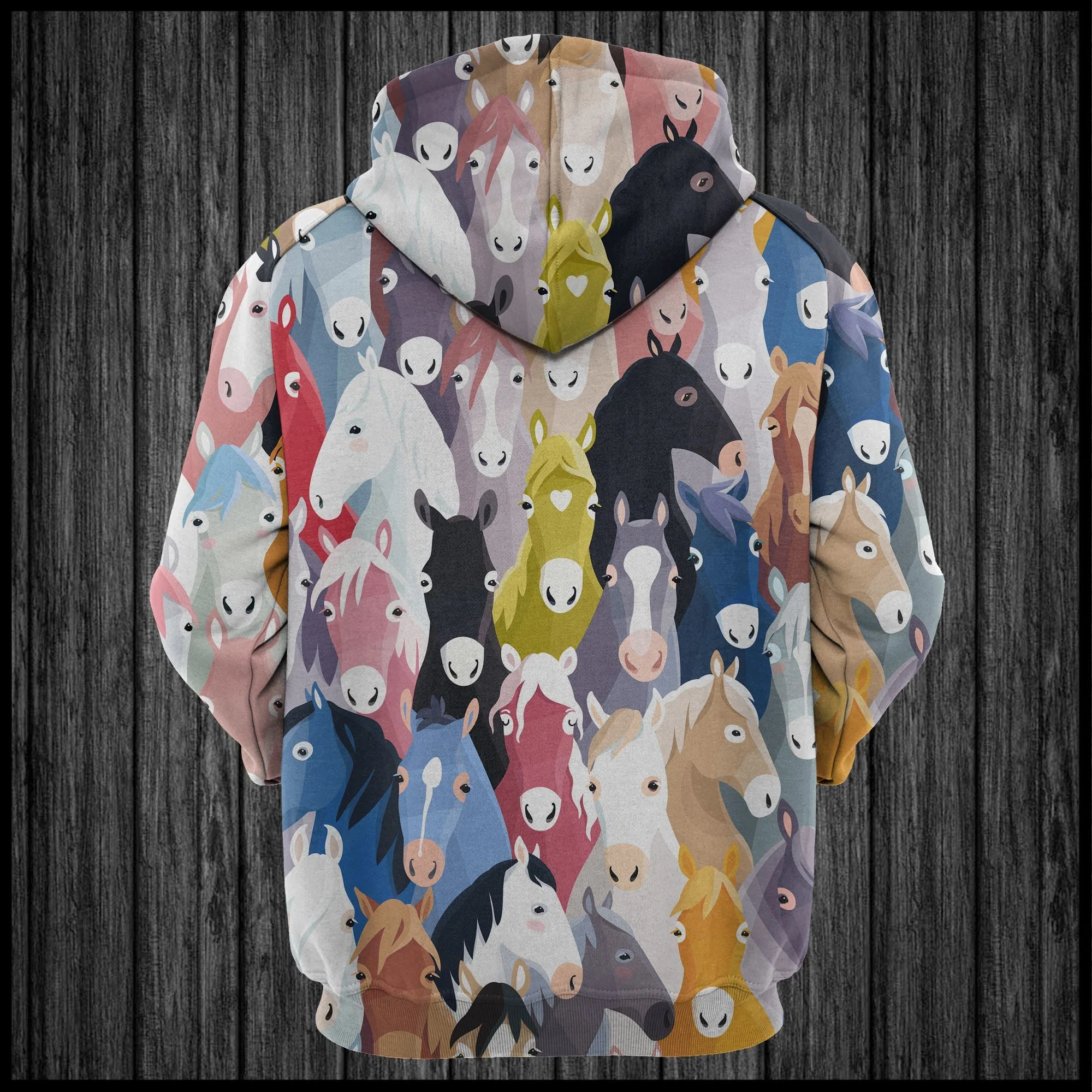 Colorful Cute Horses Pullover Premium Hoodie, Perfect Outfit For Men And Women On Christmas New Year Autumn Winter - Image 2