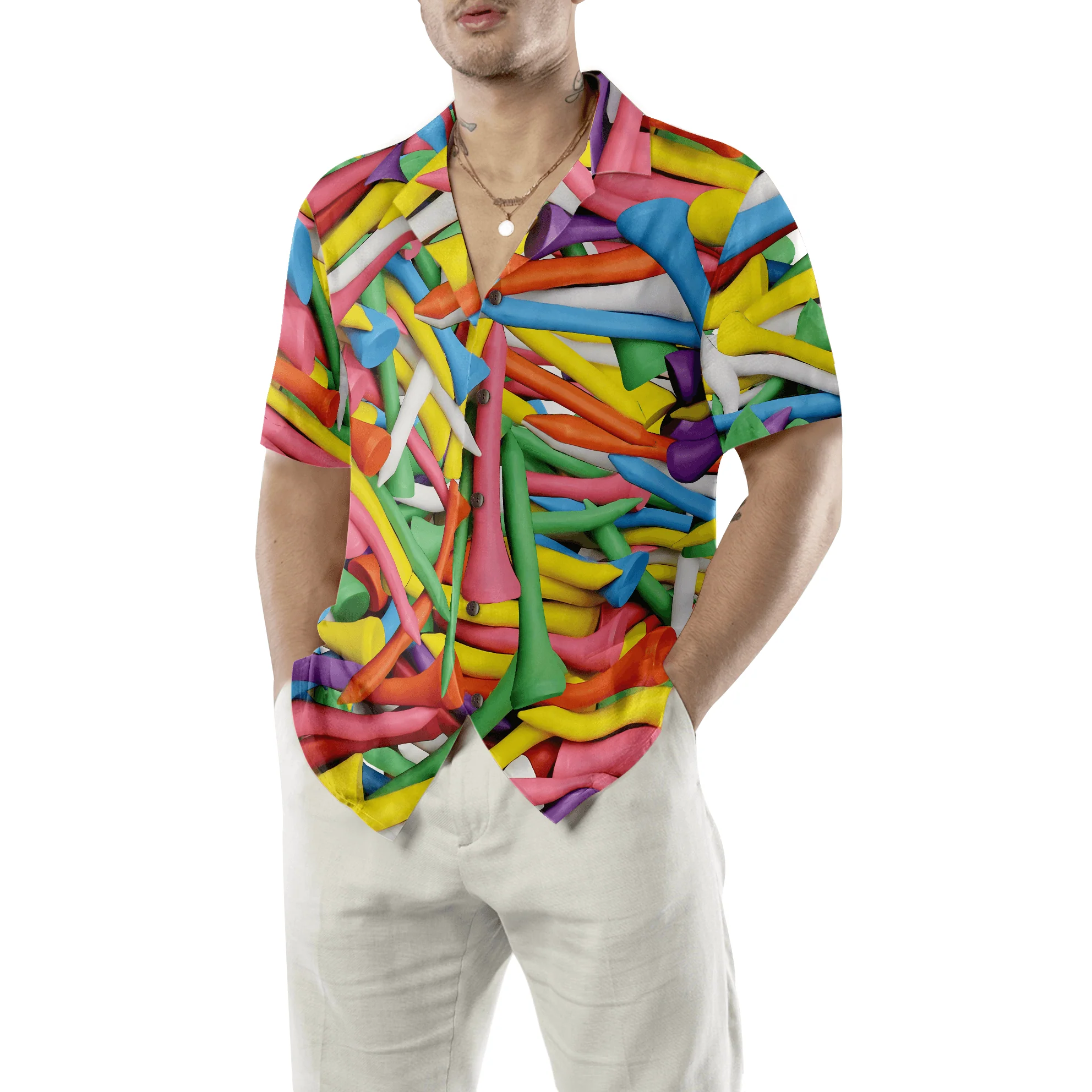 Golf Hawaiian Shirt, Colorful Golf Tee Hawaiian Shirt, Colorful Summer Aloha Hawaiian Shirt For Men Women, Gift For Friend, Family, Husband, Wife - Image 3