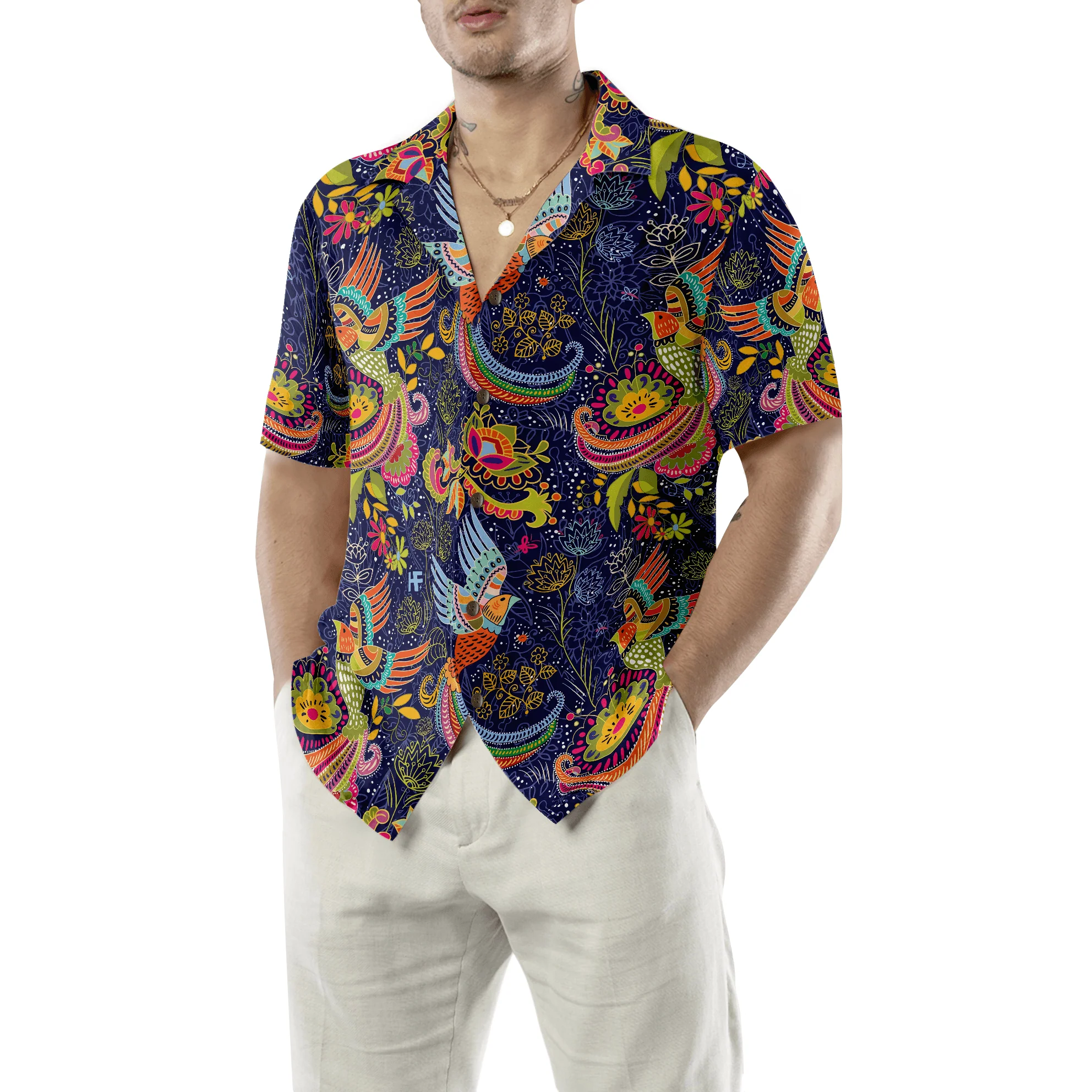 Colorful Hummingbird Mandala Hawaiian Shirt, Colorful Summer Aloha Shirts For Men Women, Perfect Gift For Husband, Wife, Boyfriend, Friend - Image 4