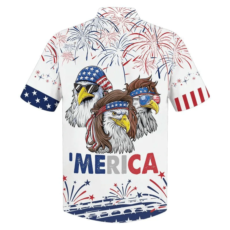Cool American Eagle Aloha Hawaiian Shirts For Summer, American Independence Day Hawaiian Shirt For Men Women, 4th Of July Gift For Eagle Lovers - Image 2