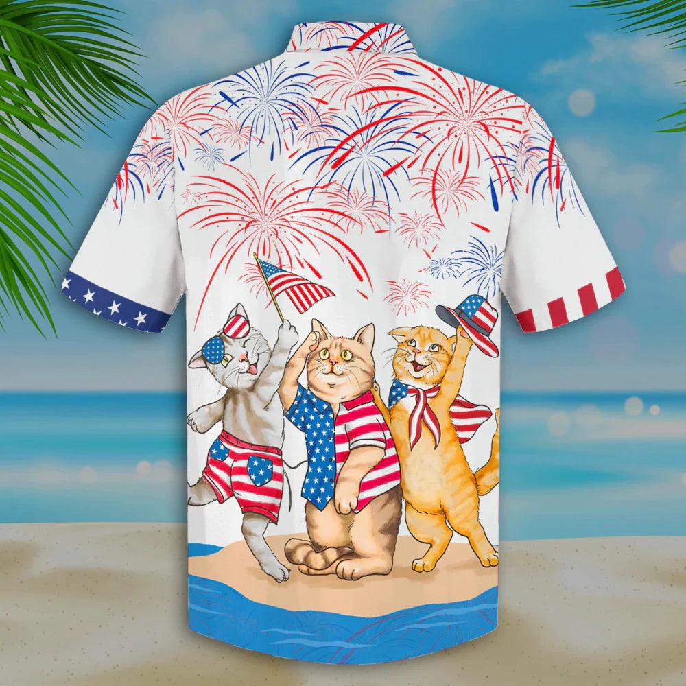 Cool Cat Aloha Hawaiian Shirts For Summer, American Shorthair Shirts Independence Day Aloha Hawaiian Shirt For Men Women, Patriotic, Cat Pet Lovers - Image 2