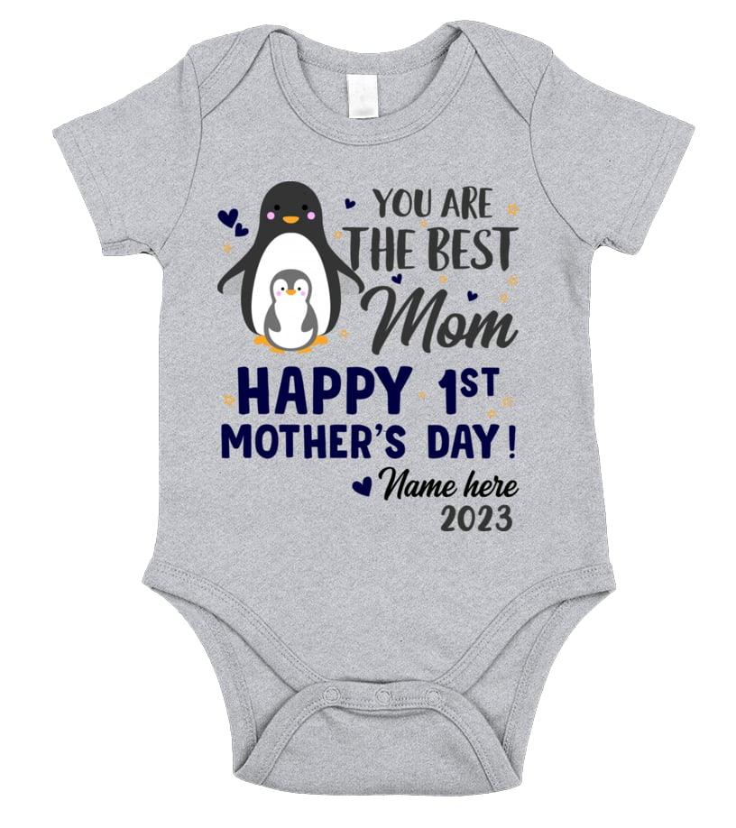 Happy 1st Mother's Day Funny Penguin Baby Onesies - You Are The Best Mom, Personalized Newborn Onesies, Perfect Gift For Baby, Baby Gift Onesie - Image 2