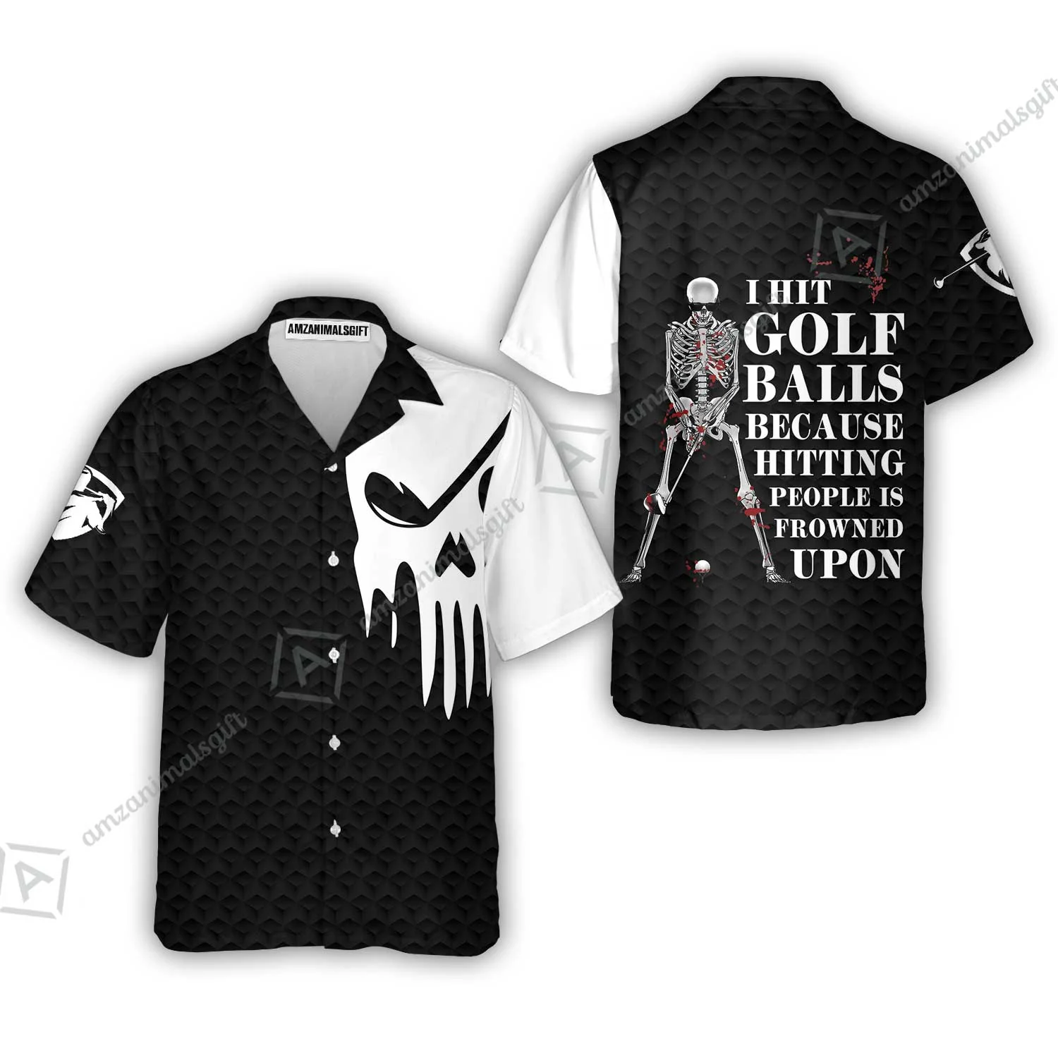 Golf Men Polo Shirt - I Hit Golf Ball Polo Shirt, Black And White Golf Shirt Design With Sayings, Scary Skeleton Golf Shirt, Best Gift For Men - Image 4