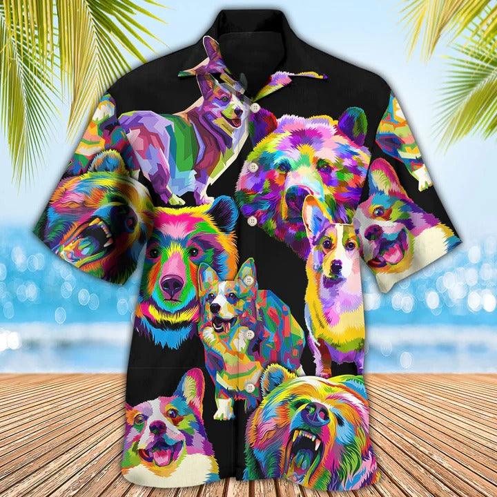 Corgi Aloha Hawaii Shirt - Dog Art I Like Dogs And Bears Hawaiian Shirt For Summer - Perfect Gift For Dog Lovers, Friend, Family