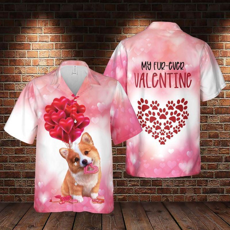 Corgi Aloha Hawaiian Shirt - Corgi Puppy Hawaiian Shirt, My Fur Ever Valentine Hawaiian Shirt For Men & Women, Corgi Lover - Image 2