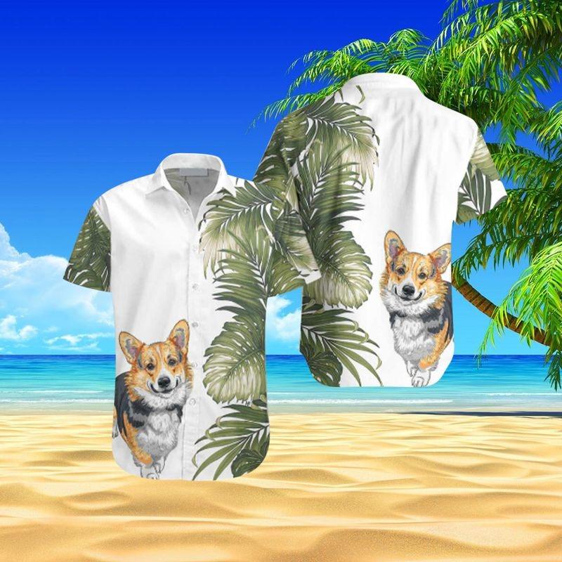 Corgi Aloha Hawaiian Shirt - Tropical Flower Leaves Hawaiian Shirt For Men & Women, Corgi Lover
