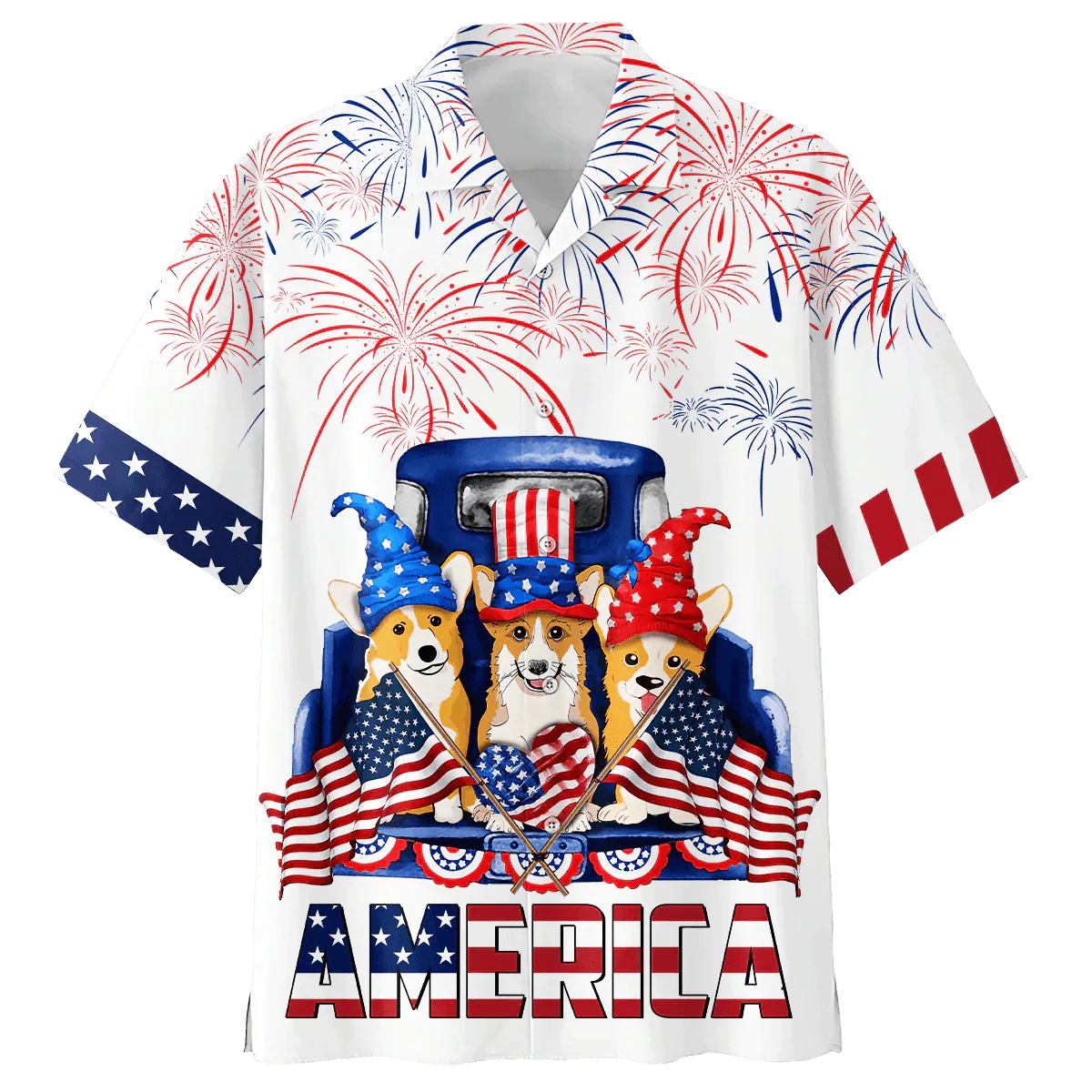 Corgi Aloha Hawaiian Shirts For Summer, Funny Dog America Independence Day USA Flag Aloha Hawaiian Shirt For Men Women, 4th Of July Gift For Dog Lover
