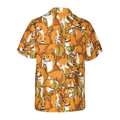 Corgi Hawaiian Shirt, Corgi Friends Aloha Shirt For Men - Perfect Gift For Corgi Lovers, Husband, Boyfriend, Friend, Family - Image 3