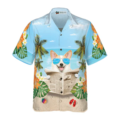 Corgi Hawaiian Shirt, Corgi Wear Sunglasses Aloha Shirt For Men - Perfect Gift For Corgi Lovers, Husband, Boyfriend, Friend, Family - Image 2