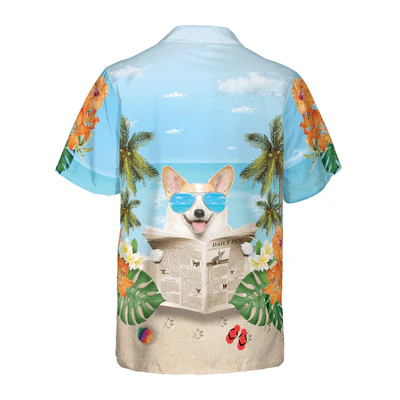 Corgi Hawaiian Shirt, Corgi Wear Sunglasses Aloha Shirt For Men - Perfect Gift For Corgi Lovers, Husband, Boyfriend, Friend, Family - Image 3