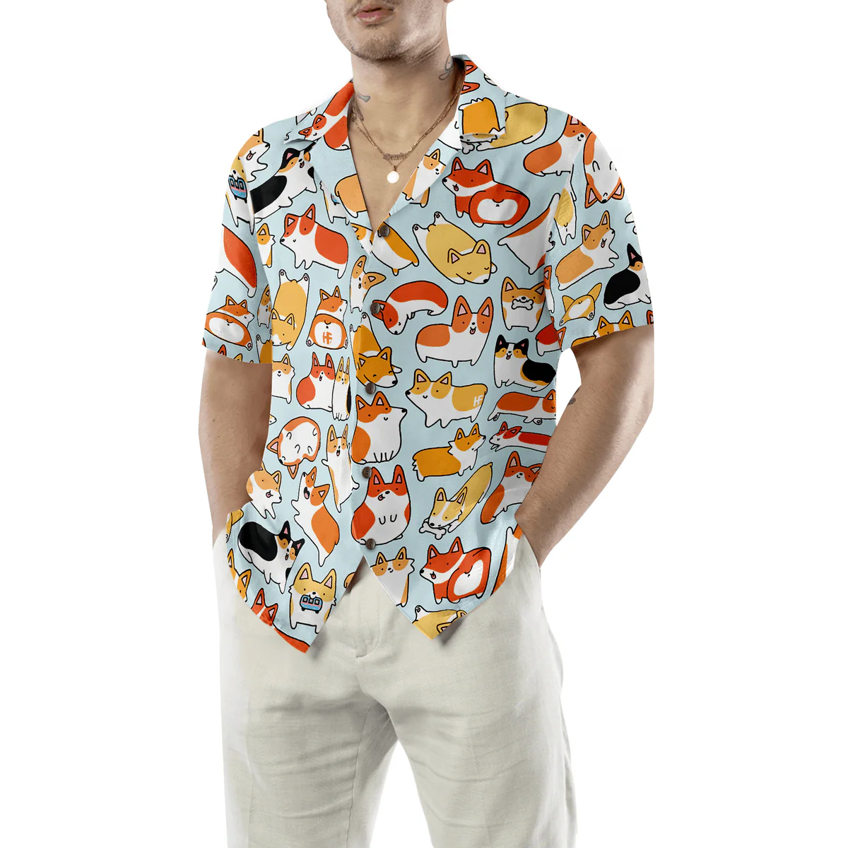 Corgi Hawaiian Shirt, Corgi World Aloha Shirt For Men - Perfect Gift For Corgi Lover, Husband, Boyfriend, Friend, Family - Image 5