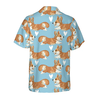 Corgi Hawaiian Shirt, Flying Corgi Blue Aloha Shirt For Men - Perfect Gift For Corgi Lovers, Husband, Boyfriend, Friend, Family - Image 3