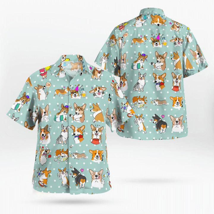 Corgi Hawaiian Shirt, Pembroke Welsh Corgi Cute Hawaiian Shirt, Funny Corgi Dog Aloha Shirt - Perfect Gift For Men, Women, Dog Lover, Friend, Family