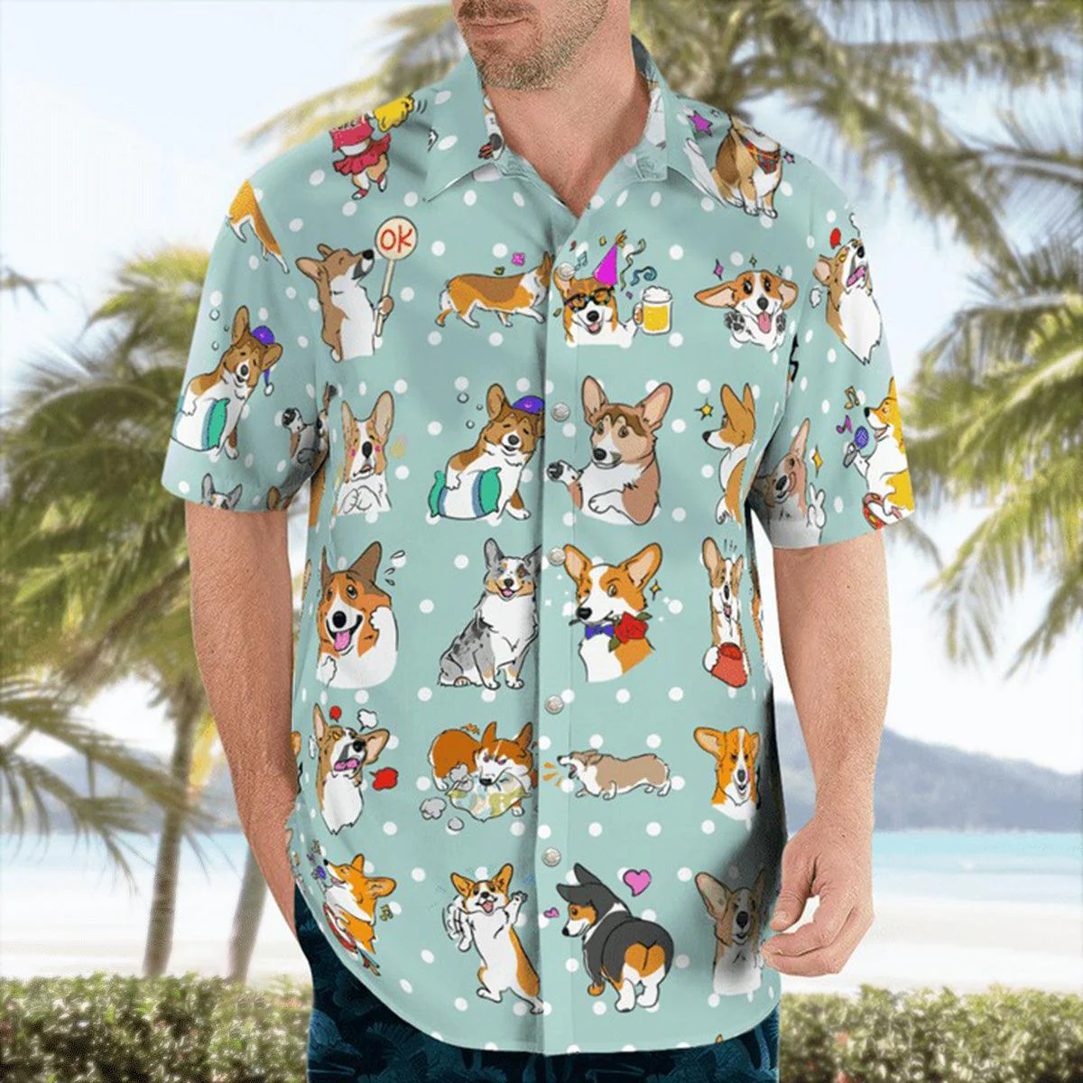 Corgi Hawaiian Shirt, Pembroke Welsh Corgi Cute Hawaiian Shirt, Funny Corgi Dog Aloha Shirt - Perfect Gift For Men, Women, Dog Lover, Friend, Family - Image 4