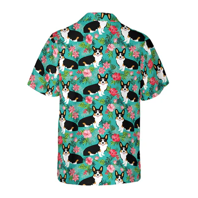 Corgi Hawaiian Shirt, Tropical Floral Corgi Aloha Shirt For Men - Perfect Gift For Corgi Lovers, Husband, Boyfriend, Friend, Family - Image 3