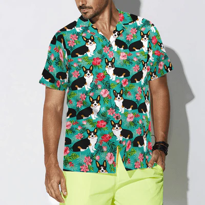 Corgi Hawaiian Shirt, Tropical Floral Corgi Aloha Shirt For Men - Perfect Gift For Corgi Lovers, Husband, Boyfriend, Friend, Family - Image 4