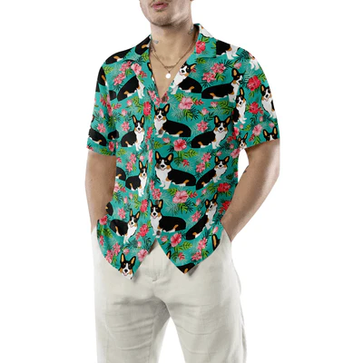 Corgi Hawaiian Shirt, Tropical Floral Corgi Aloha Shirt For Men - Perfect Gift For Corgi Lovers, Husband, Boyfriend, Friend, Family - Image 5