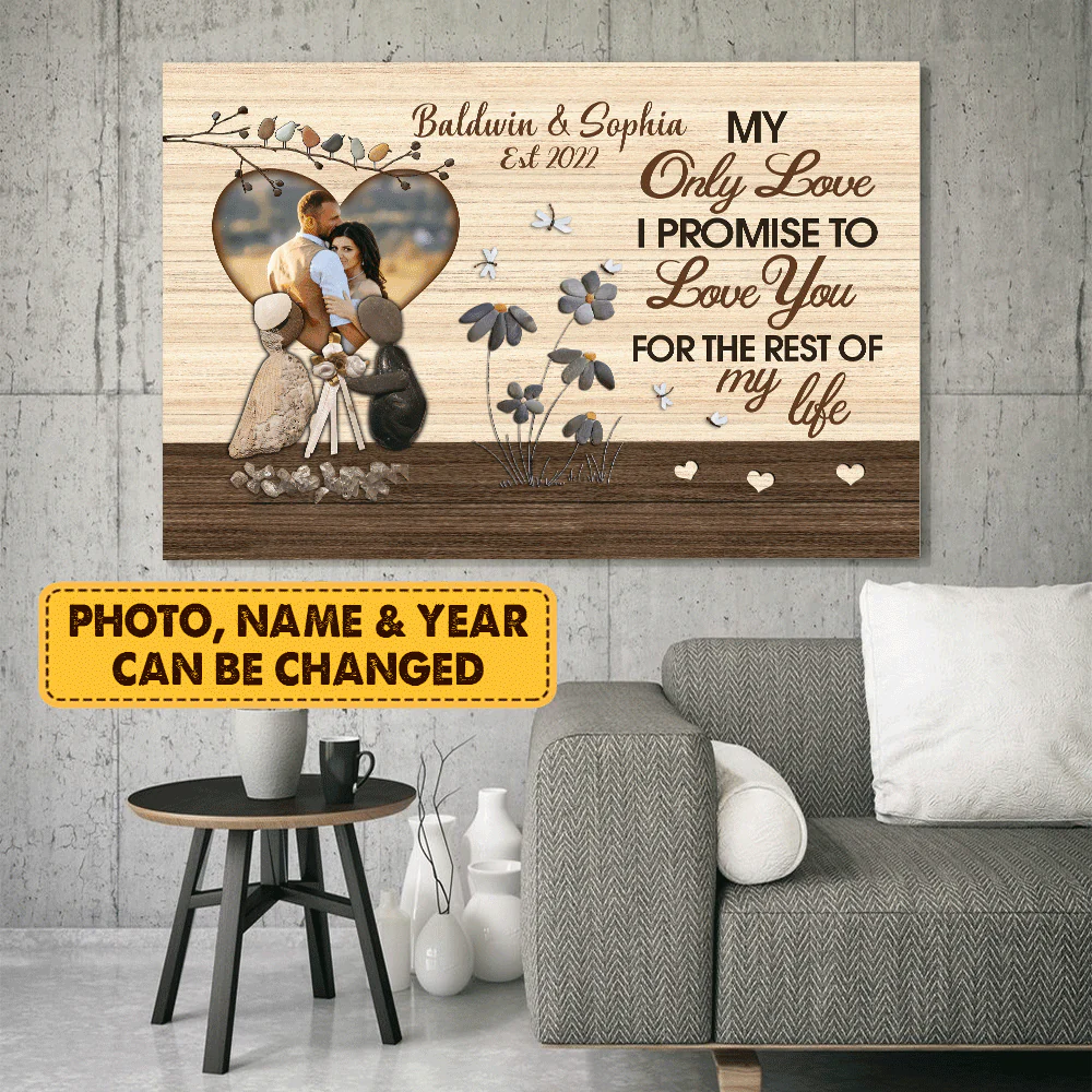 Couple Canvas - Personalized Custom Landscape Canvas - My Only Love My Life - Custom Gift for Couple, Lovers, Family - Image 2