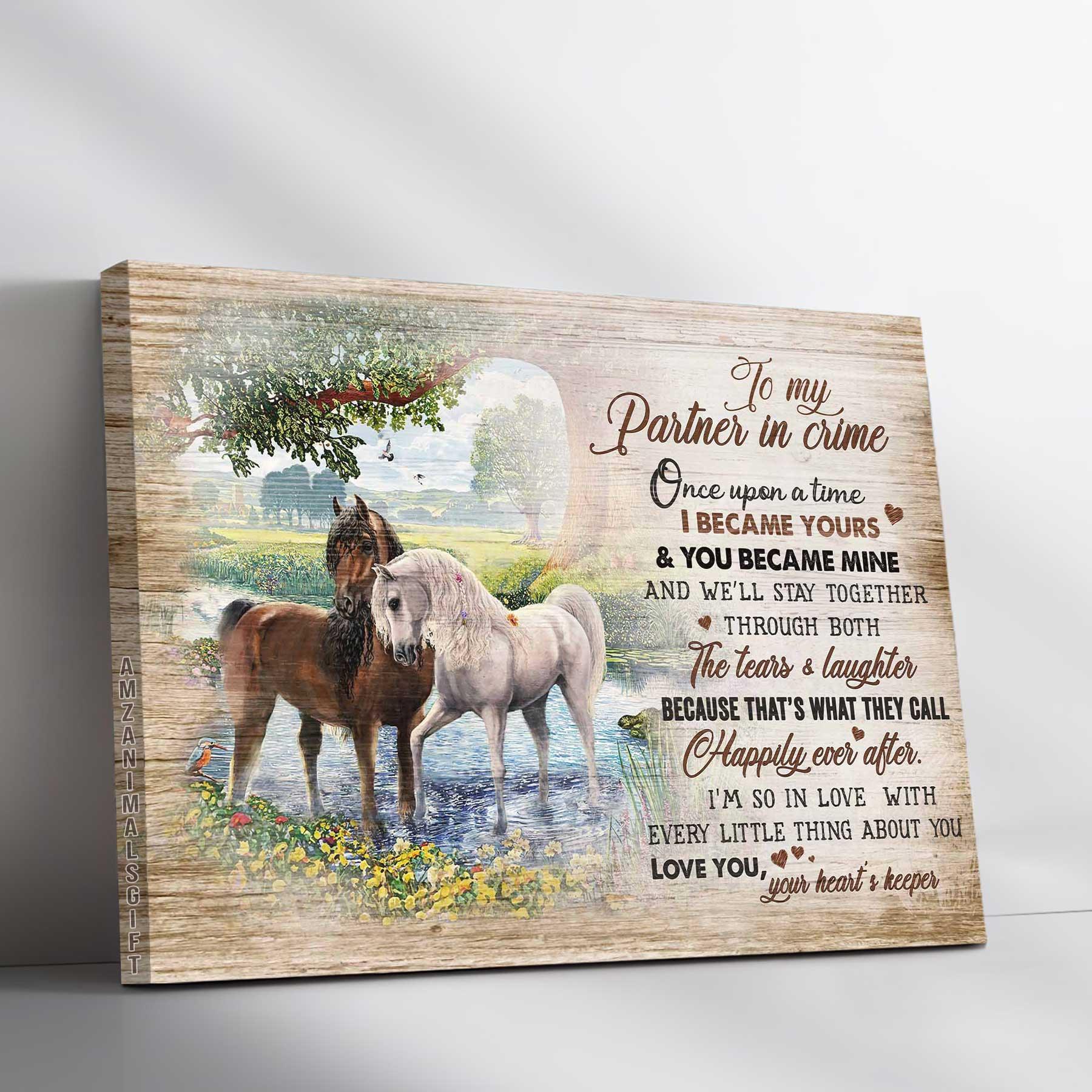 Couple Landscape Canvas- Horse couple, To my partner in crime Premium Wrapped Canvas- Gift for couple, lover - Landscape Canvas Prints, Wall Art