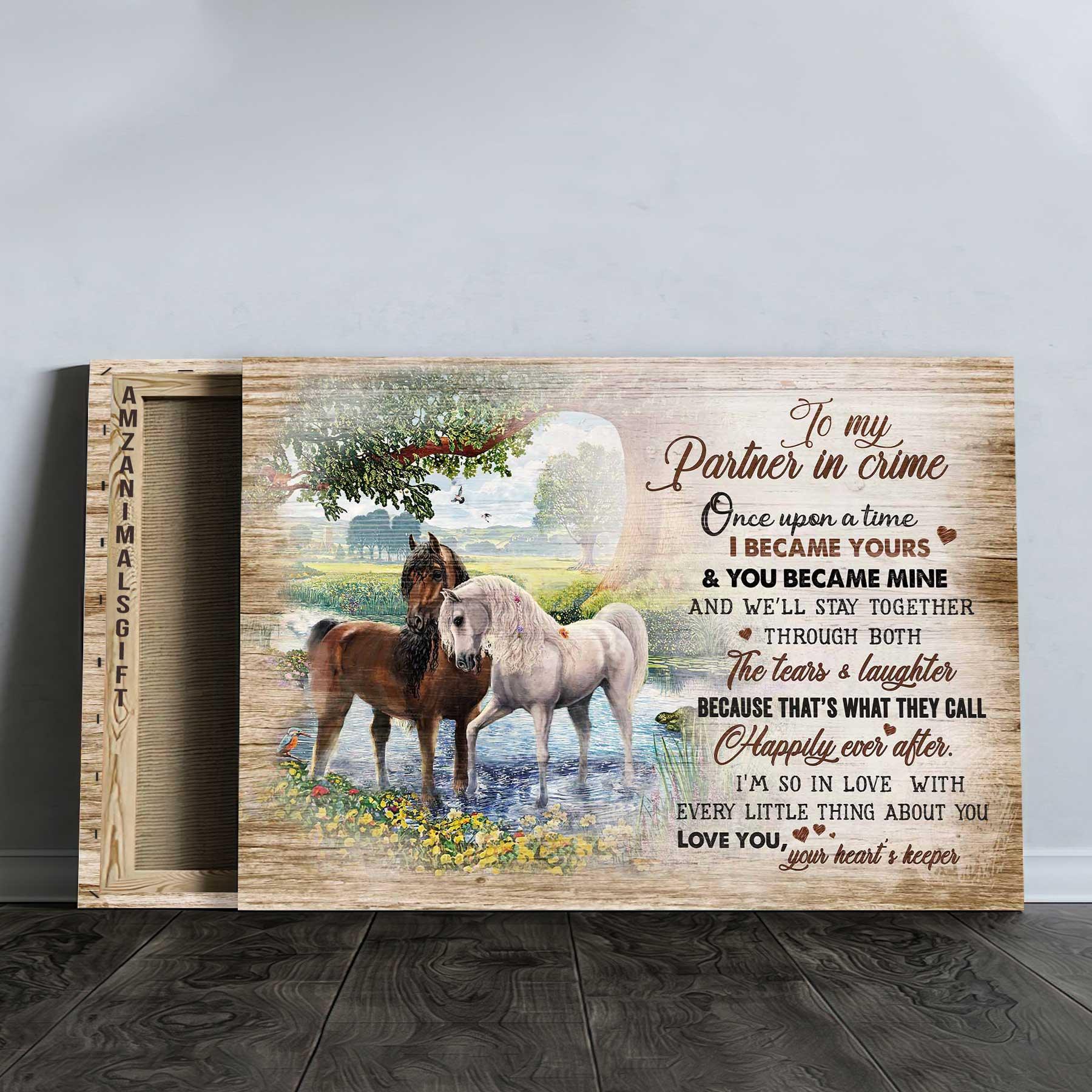 Couple Landscape Canvas- Horse couple, To my partner in crime Premium Wrapped Canvas- Gift for couple, lover - Landscape Canvas Prints, Wall Art - Image 3