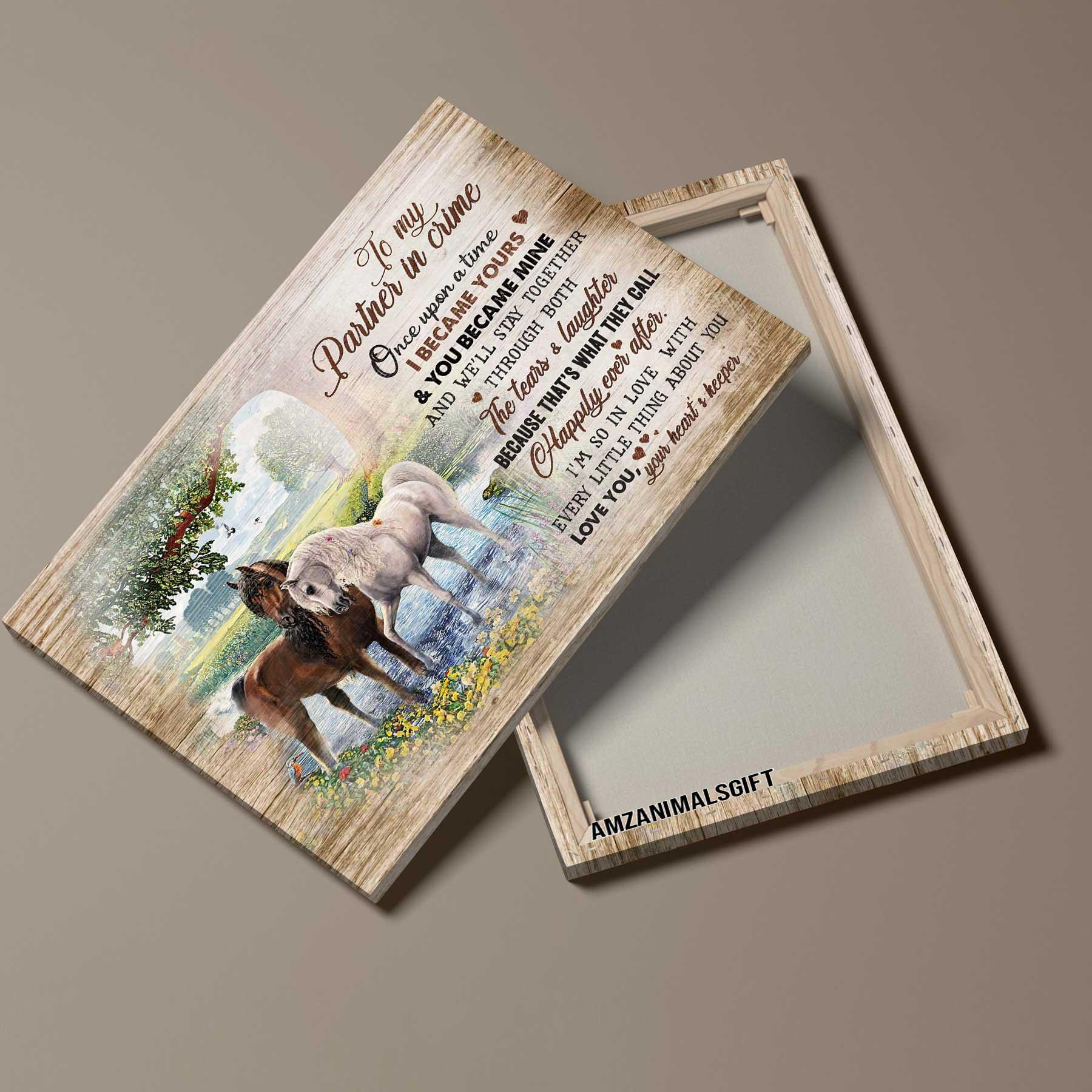 Couple Landscape Canvas- Horse couple, To my partner in crime Premium Wrapped Canvas- Gift for couple, lover - Landscape Canvas Prints, Wall Art - Image 4