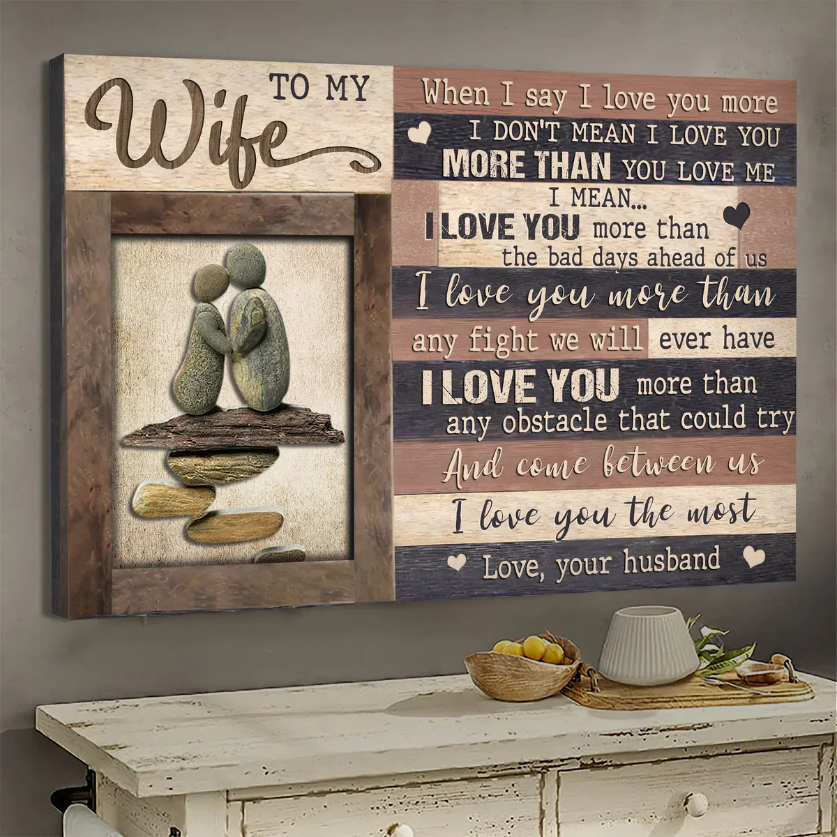 Couple Portrait Canvas - To My Wife, Rock Painting Canvas - Valentine's Day Gift For Wife, Couple - I Love You The Most