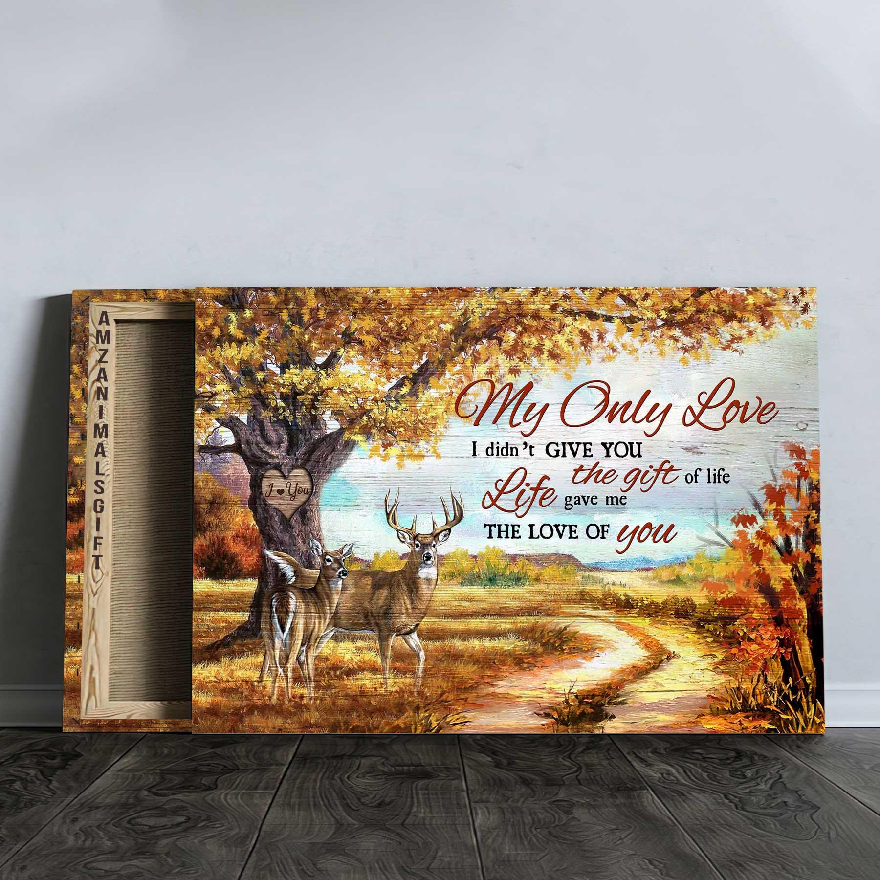 Couple Premium Wrapped Landscape Canvas - Autumn Forest, Deer Painting, Life Gave Me The Love Of You - Perfect Gift For Couple, Lovers - Image 3