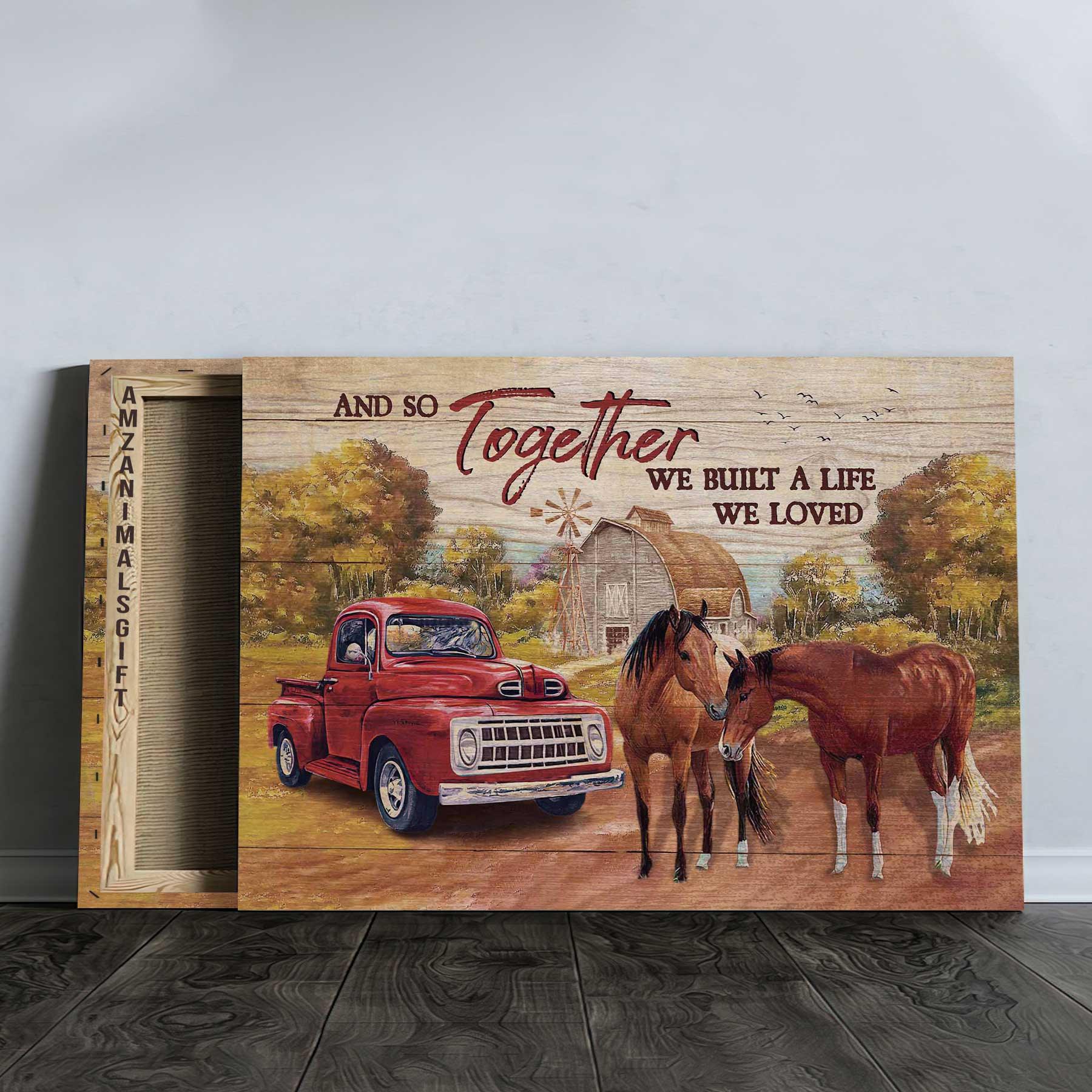 Couple Premium Wrapped Landscape Canvas - Beautiful Countryside, Brown Horse, Ladybug Car, We Built A Life We Loved - Perfect Gift For Couple, Lovers - Image 2