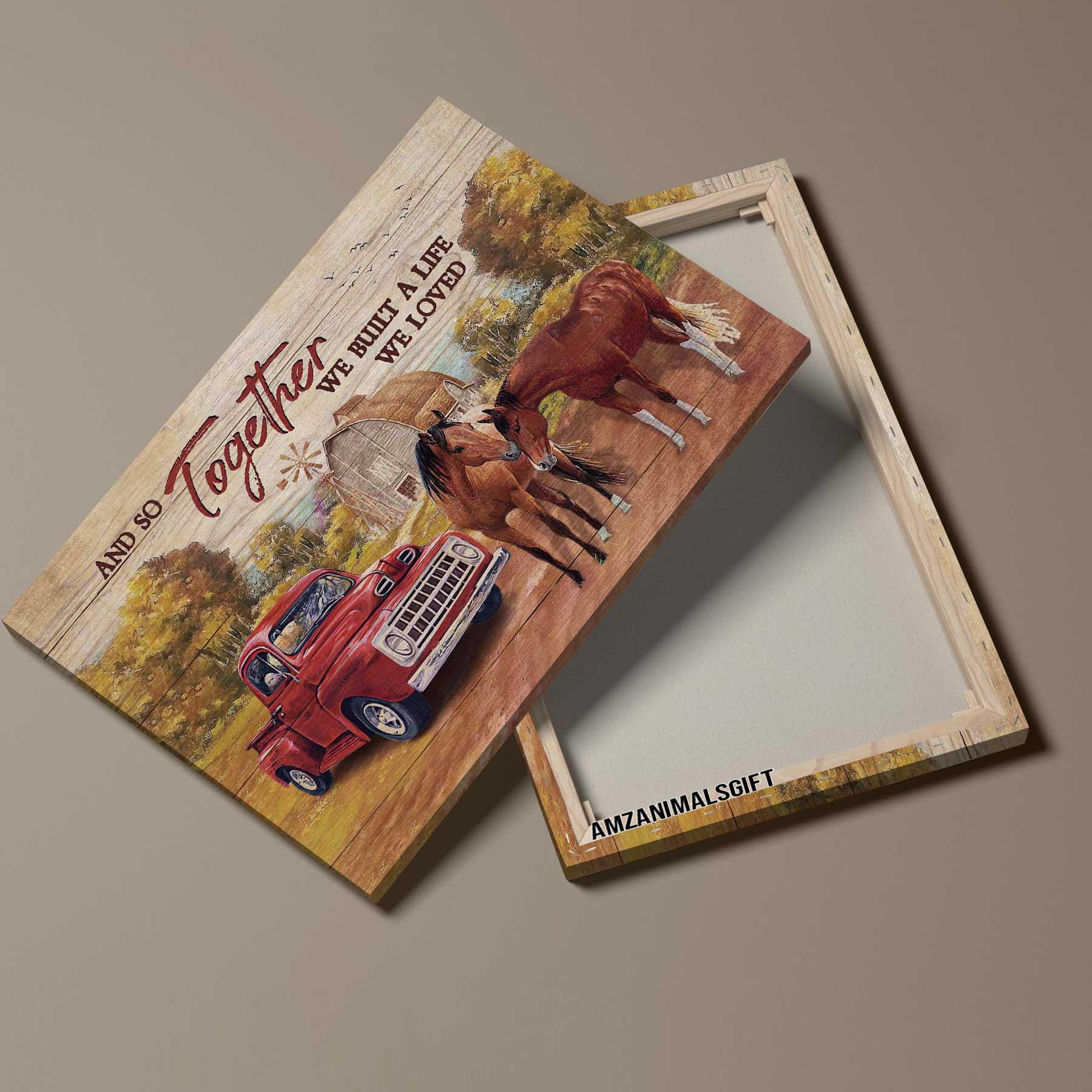 Couple Premium Wrapped Landscape Canvas - Beautiful Countryside, Brown Horse, Ladybug Car, We Built A Life We Loved - Perfect Gift For Couple, Lovers - Image 3